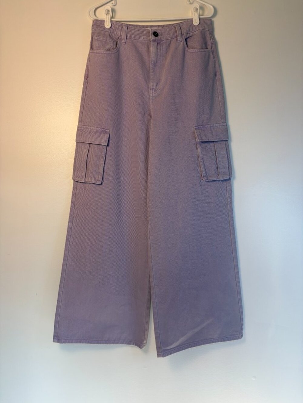 Self-Portrait Lilac Wide-Leg High Rise Denim Cargo Jeans - Picture 2 of 8